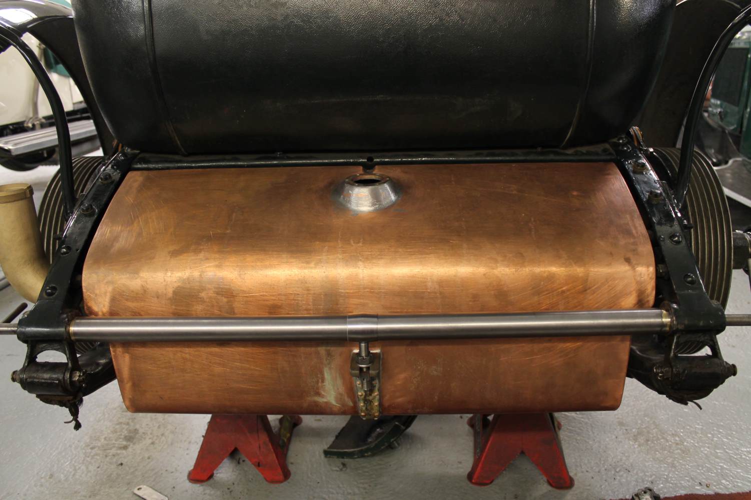 Hand-made copper fuel tank for a vintage Bentley